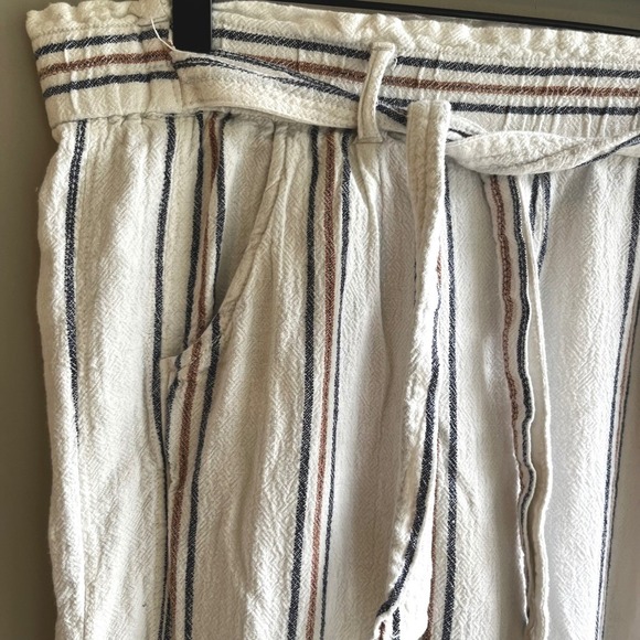 Jolt Striped Shorts Womens L Large Casual Summer Boho Beige Brown Blue Linen - Picture 6 of 16